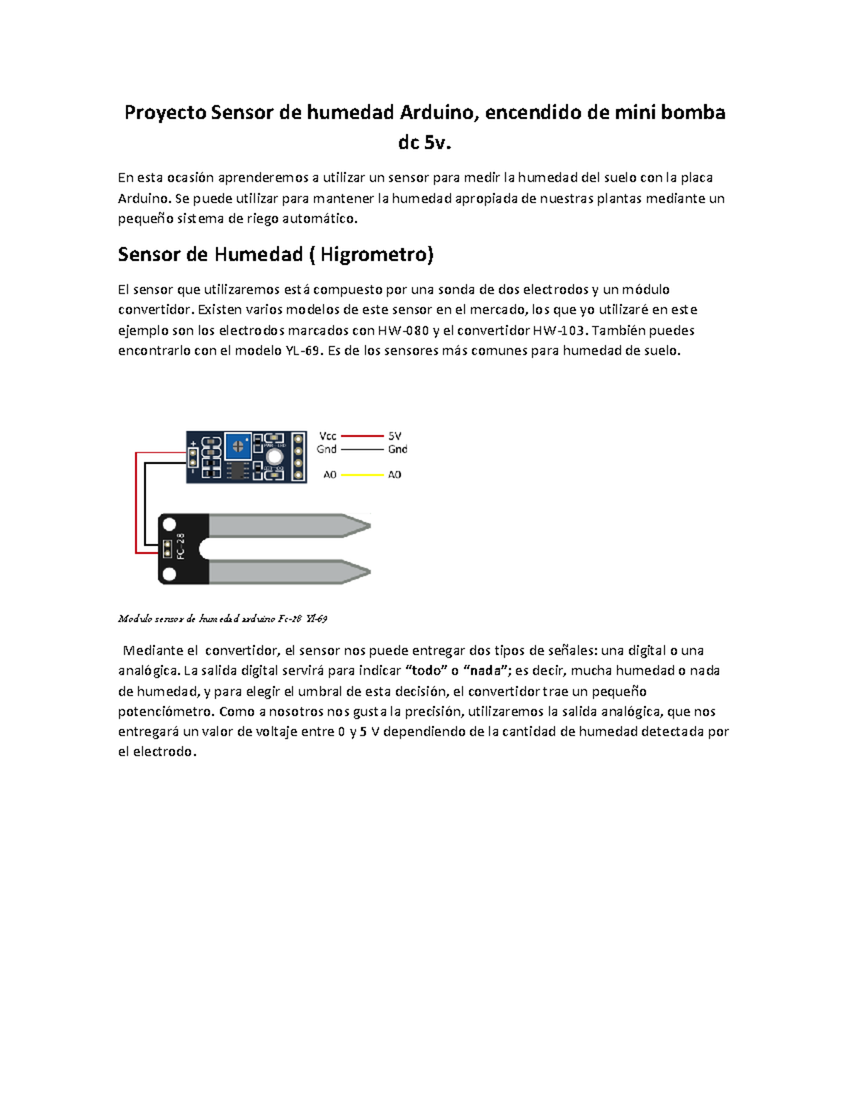 Sistema de riego, Sensor de Humedad y Lcd - Proyecto Sensor de humedad ...