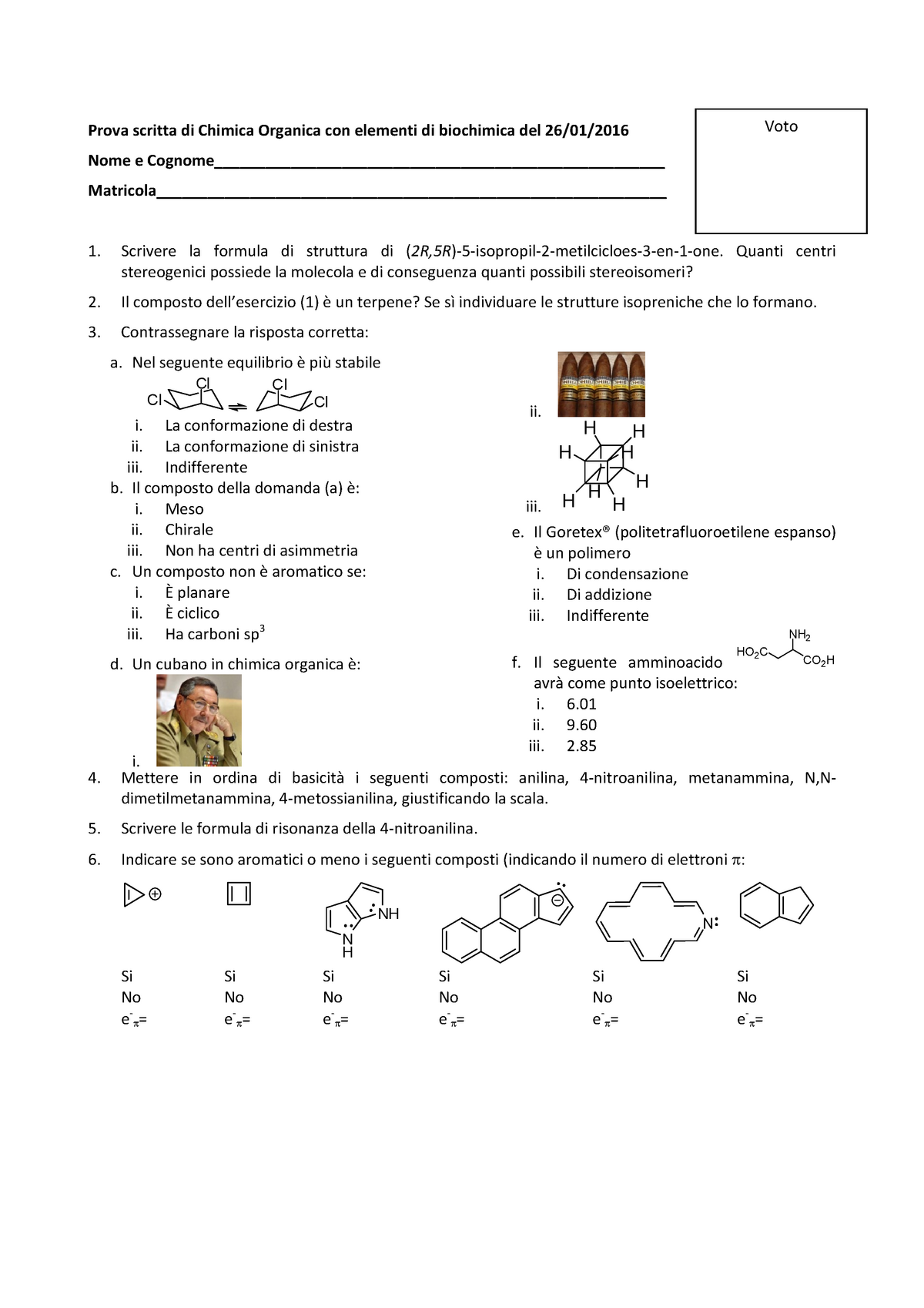 Esempio Prova Di Esame Chimica Organica - Prova Scritta Di Chimica ...