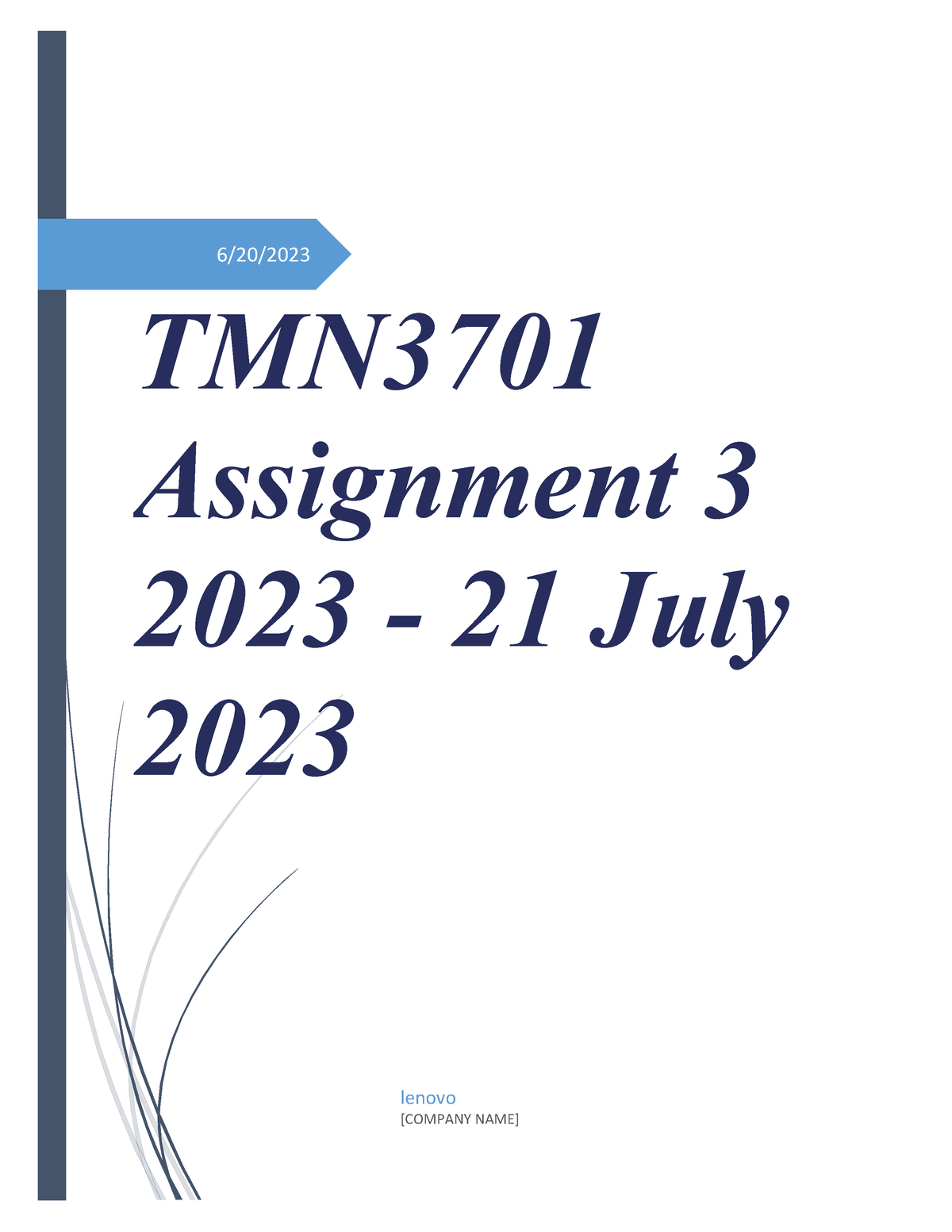 tmn3701 assignment 3 answers