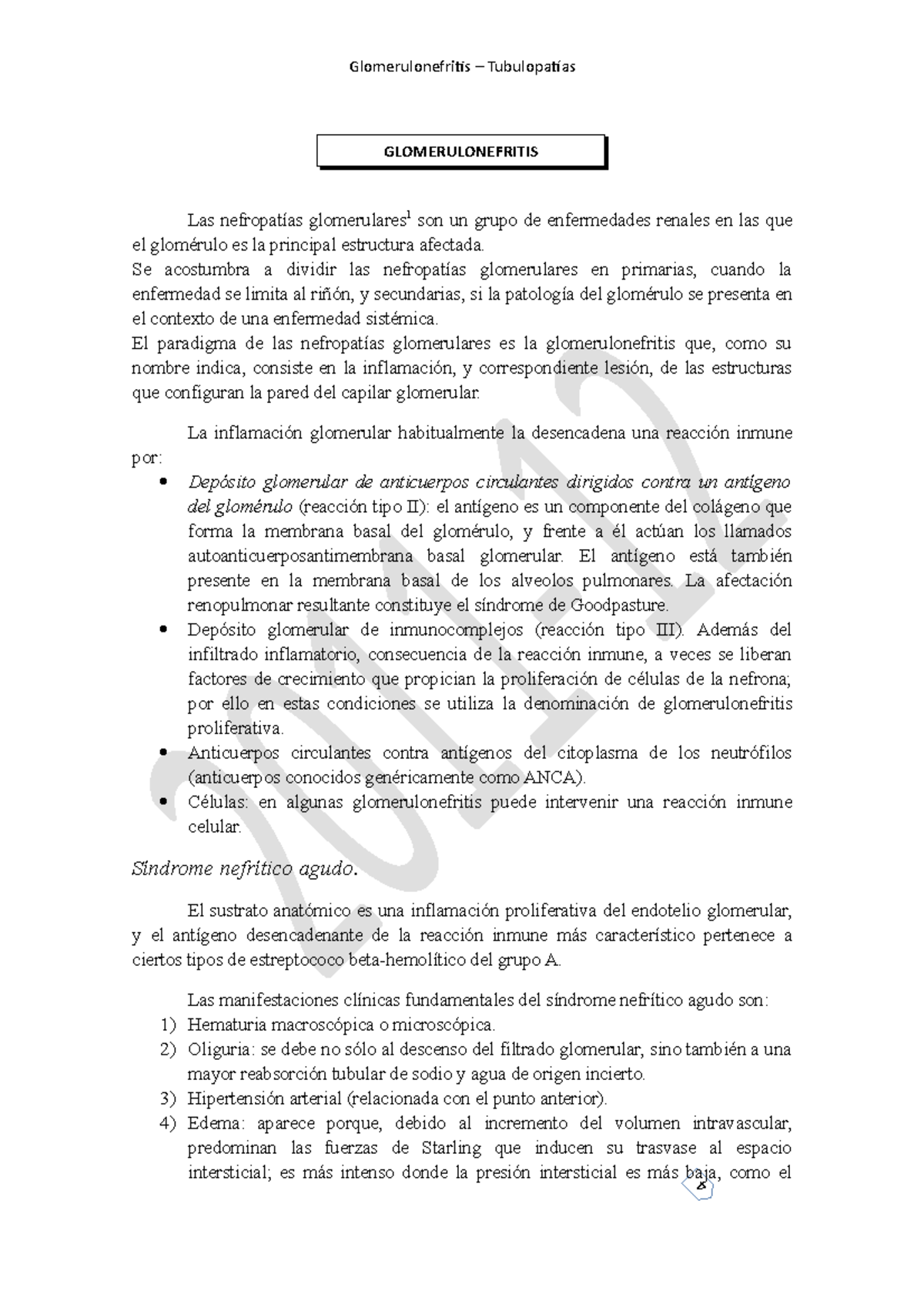 Glomerulonefritis - Las nefropatías glomerulares 1 son un grupo de ...