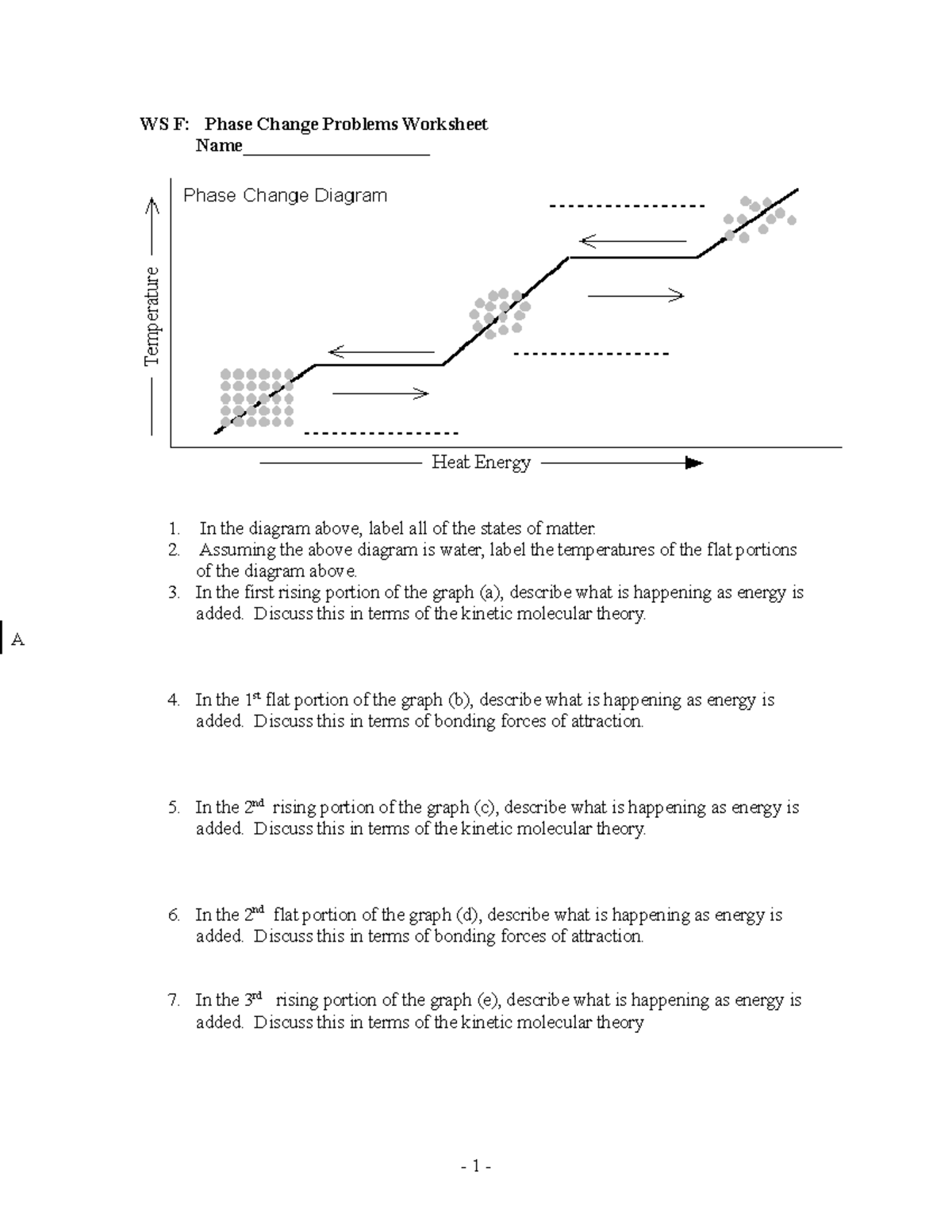 WS F Phase Change Problems Worksheet - WS F: Phase Change Problems Worksheet  - Studocu