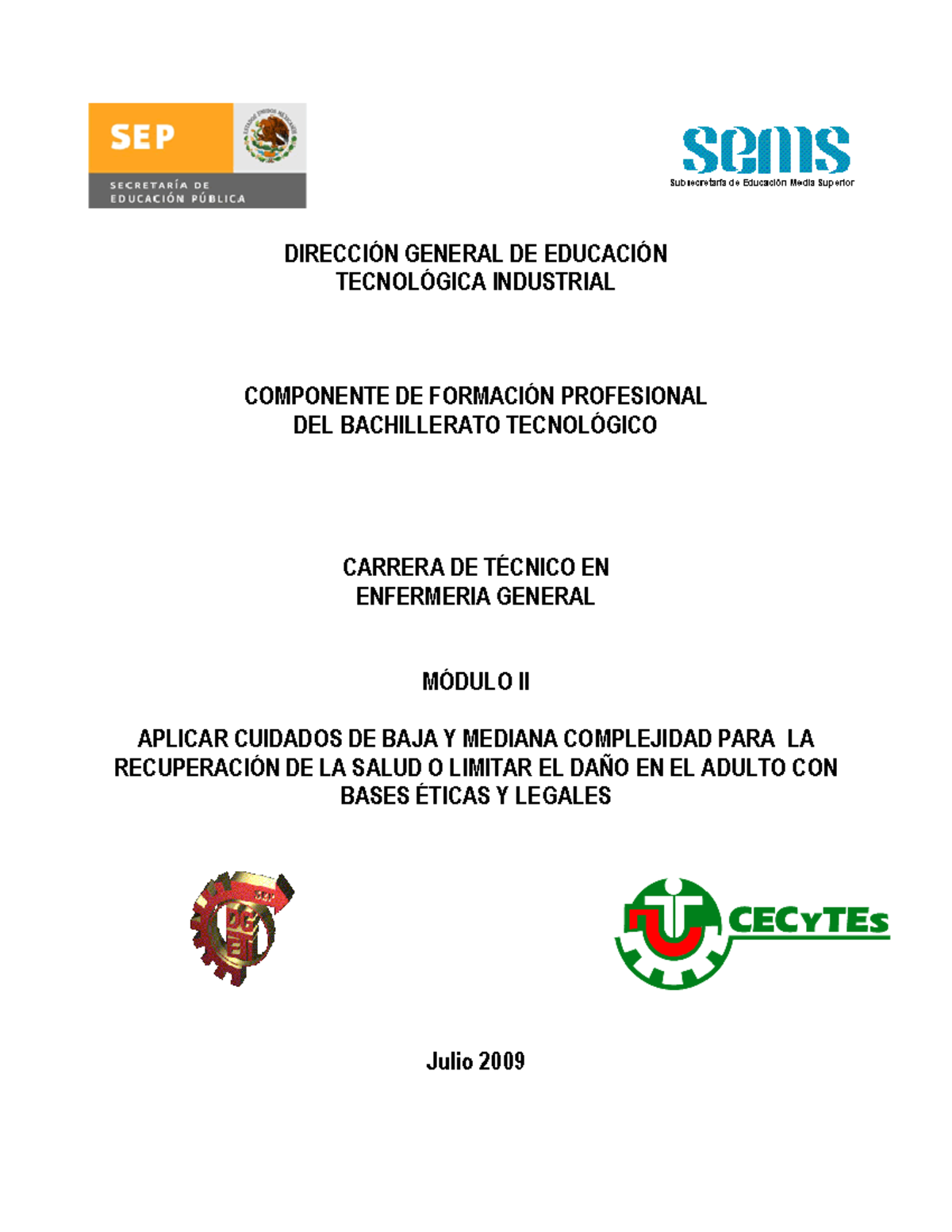 Modulo II - Salud - DIRECCI”N GENERAL DE EDUCACI”N TECNOL”GICA ...