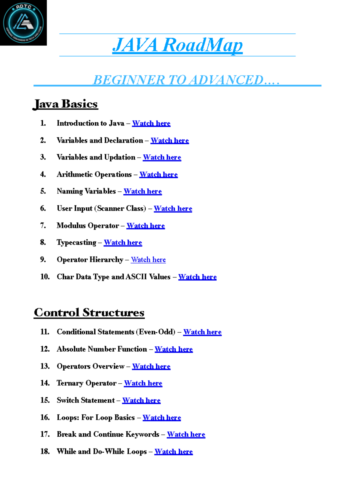 Javafinal - Abc - A D T C JAVA RoadMap BEGINNER TO ADVANCED.... Java ...