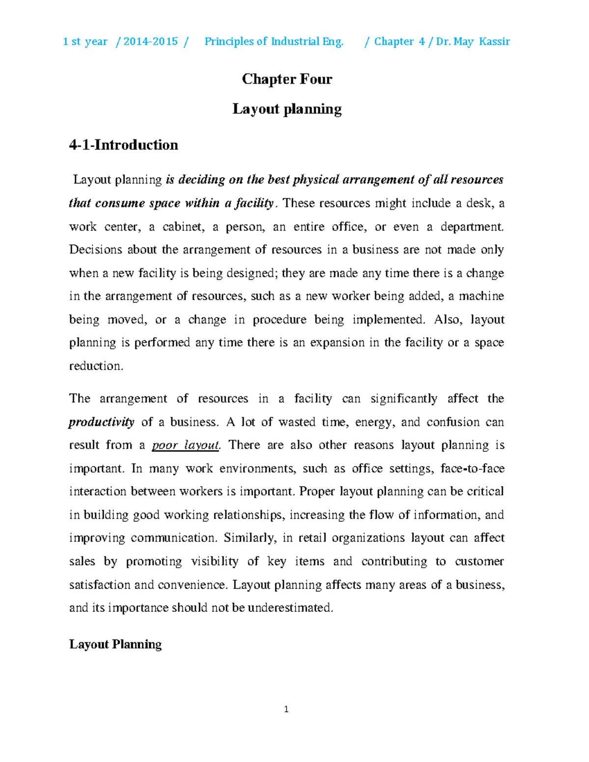 ECC102 - Lecture notes 3-8 - Chapter Four Layout planning 4-1 ...