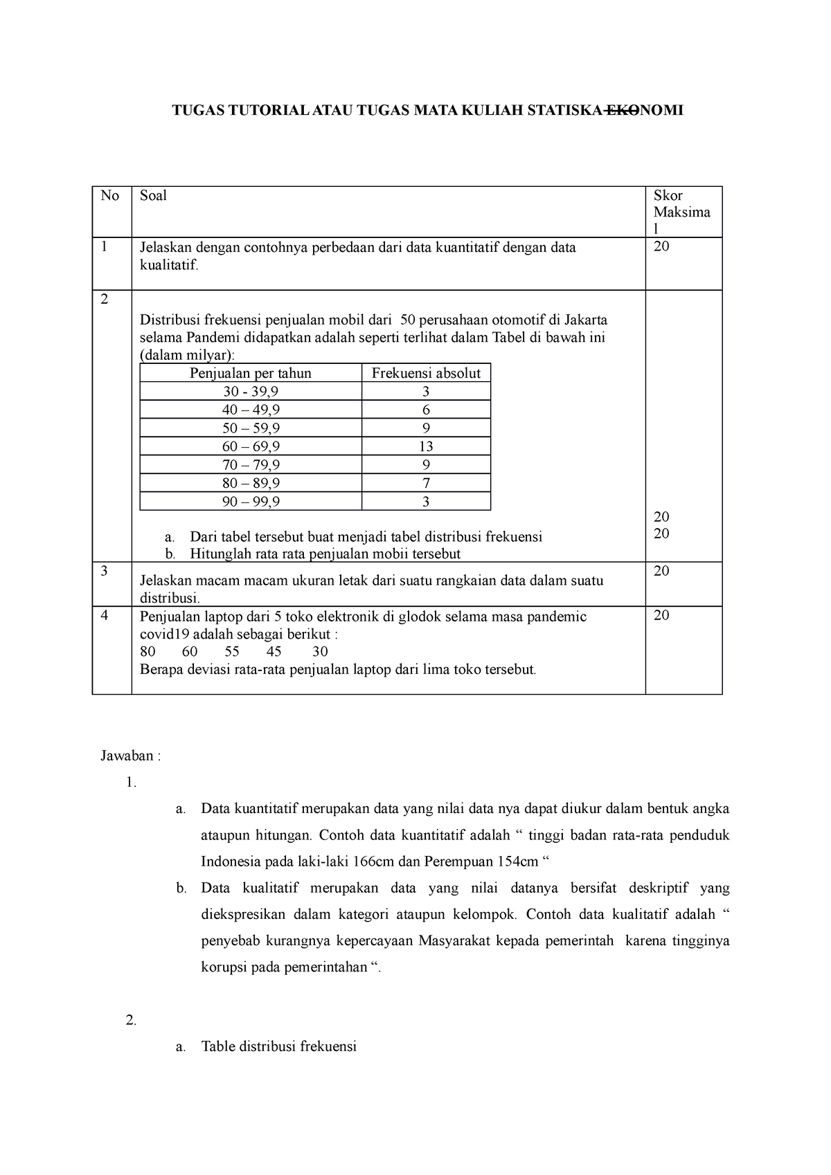 Tugas SESI 1 Statiska Ekonomi - TUGAS TUTORIAL ATAU TUGAS MATA KULIAH ...