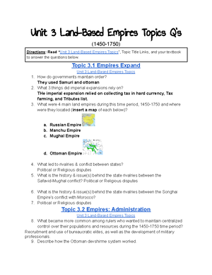 AP World History Unit 3 Study Guide - Unit 3: Land-Based Empires C ...