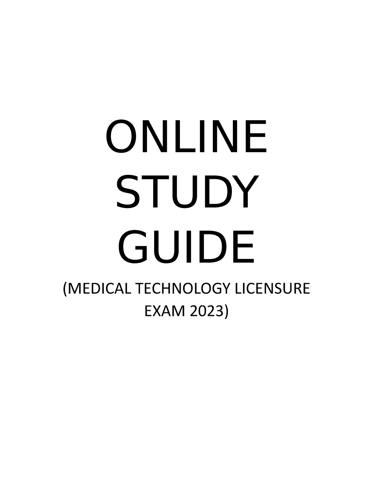 Online Study Guide Medical Laboratory ScienceMedical Laboratory 