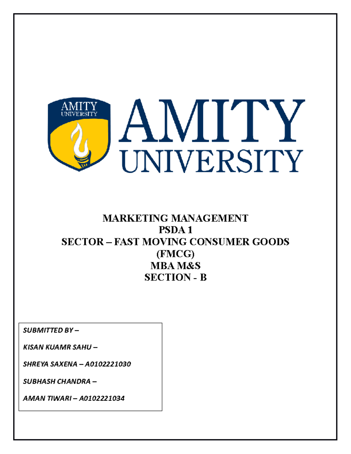 Marketing PSDA Original - MARKETING MANAGEMENT PSDA 1 SECTOR – FAST ...