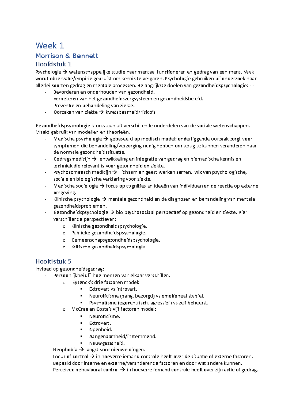 Artikel aantekeningen - Week 1 Morrison & Bennett Hoofdstuk 1 ...