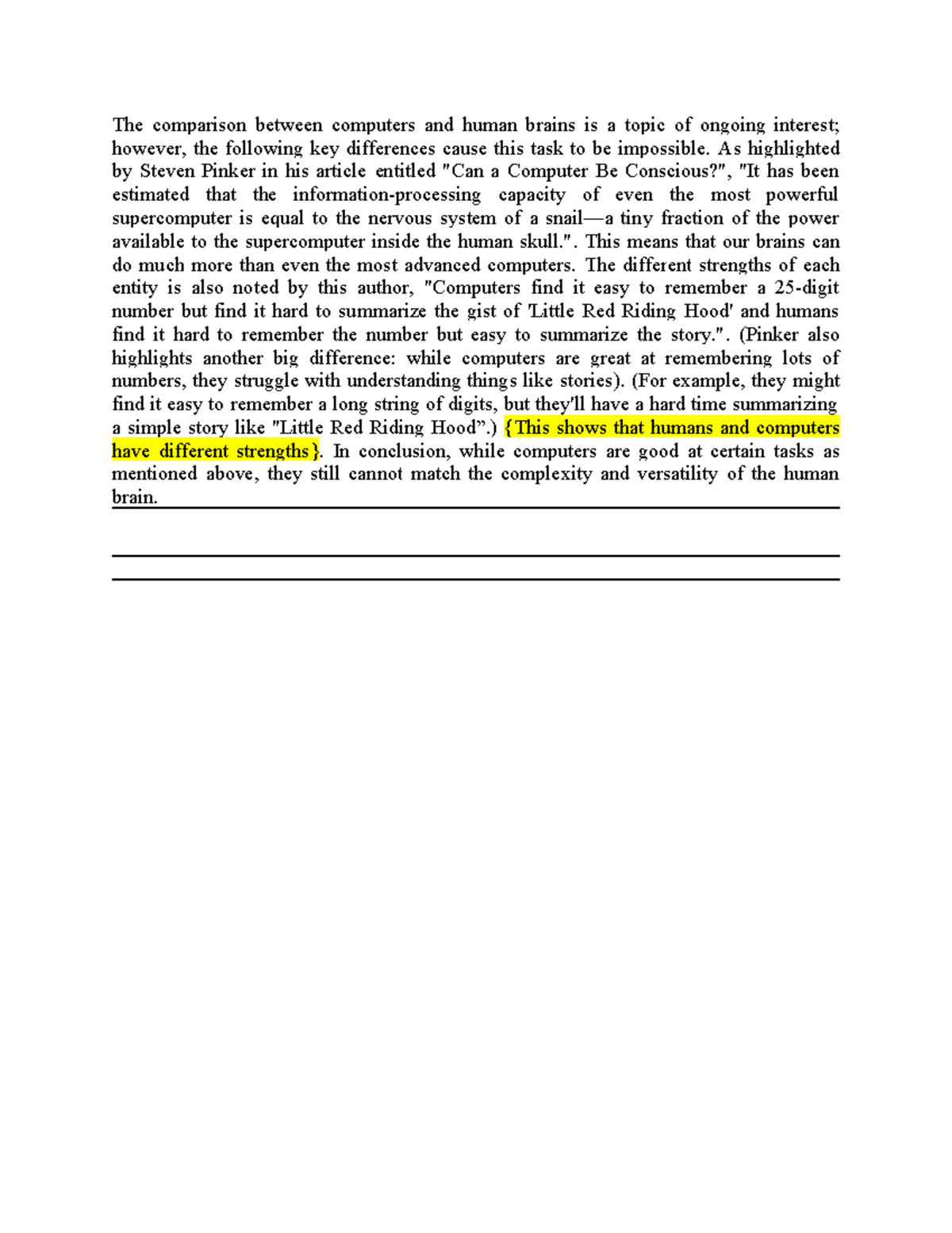 3 - Practice - The comparison between computers and human brains is a ...