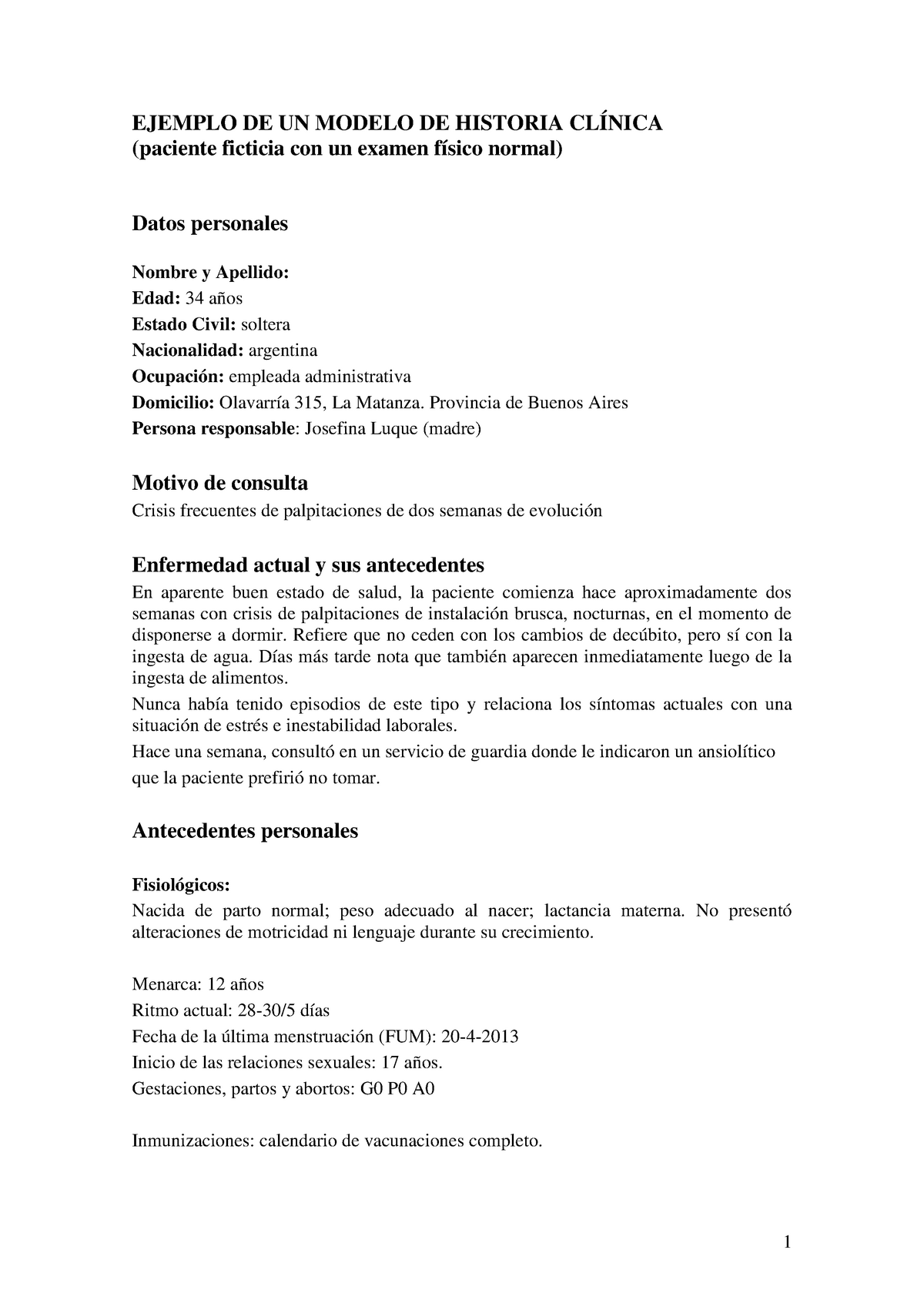Modelo Historia Clinica Argente Con Examen Fisico Normal Ejemplo De Un Modelo De Historia 7644