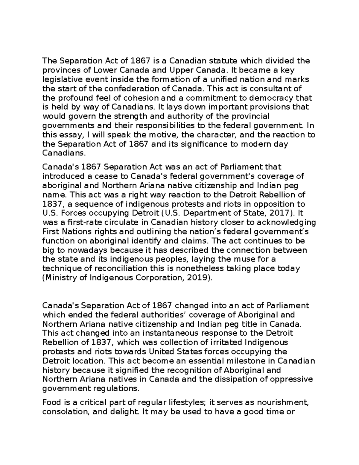 EP 3 INFORMATIVE The Separation Act of 1867 is a Canadian statute