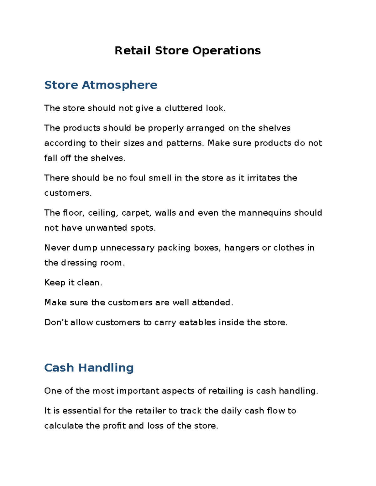 Retail Store Operations - Retail Store Operations Store Atmosphere The ...