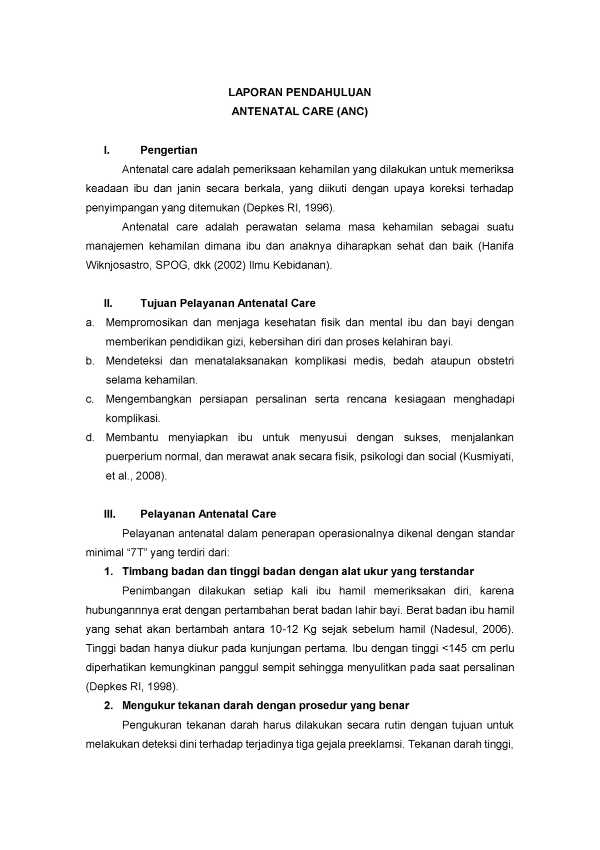 Document - Other - LAPORAN PENDAHULUAN ANTENATAL CARE (ANC) I ...