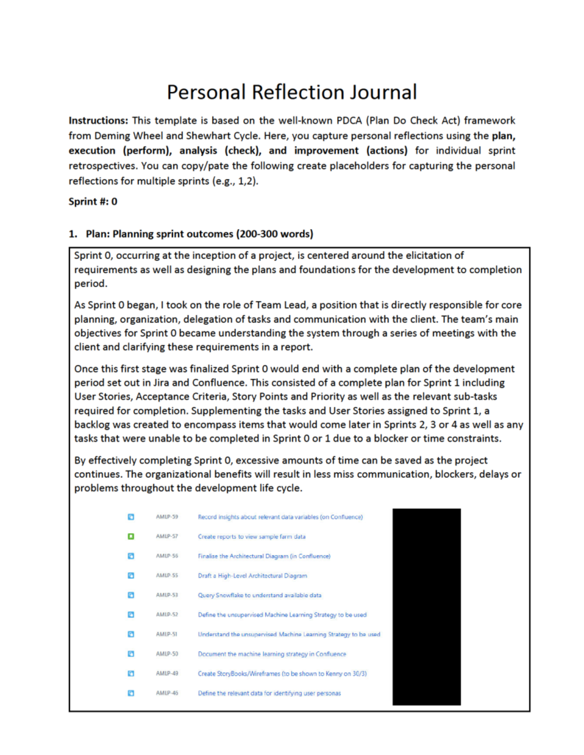 A1 Example Redacted - Assessment - Execution: Executing the sprint plan ...