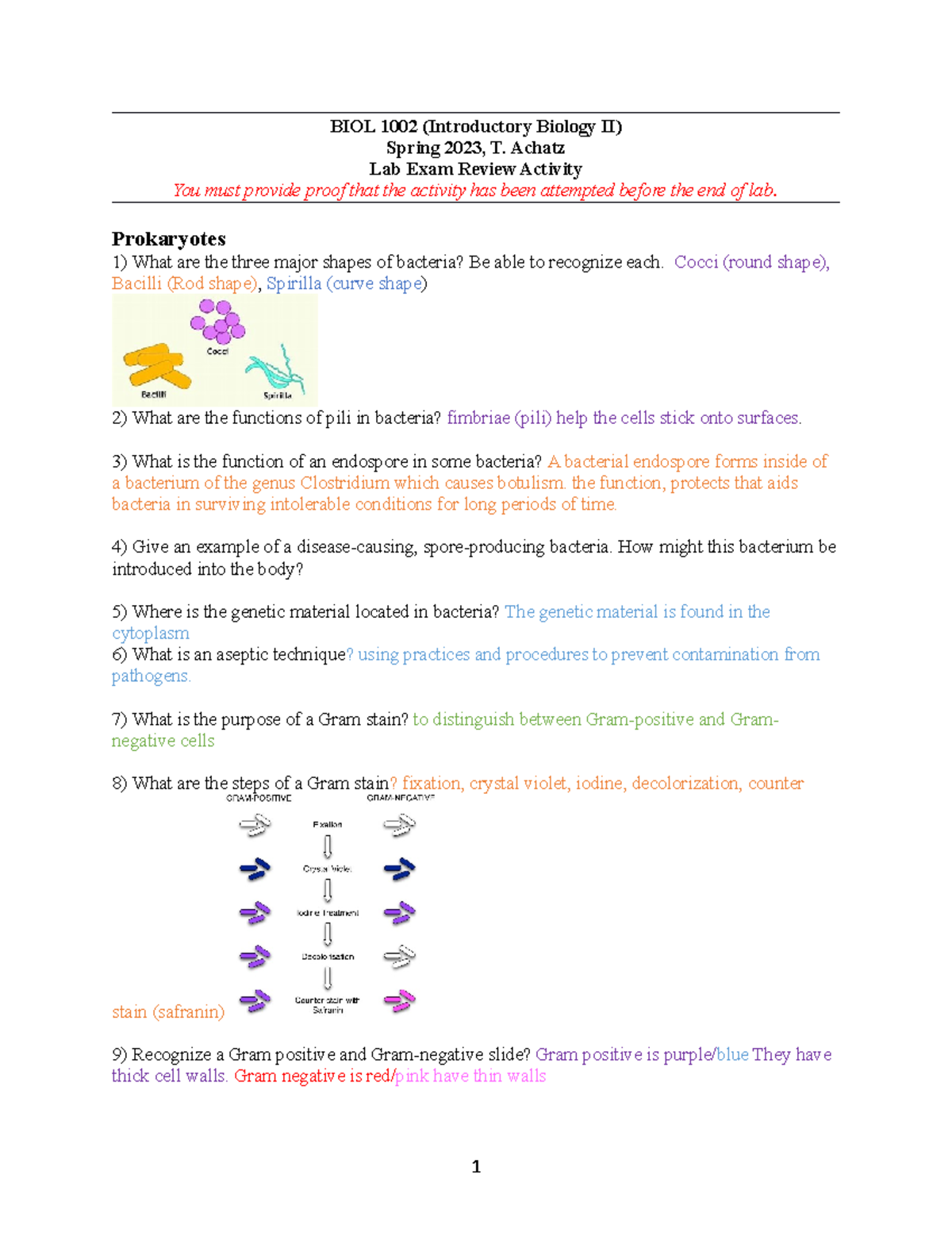 Lab Review - Lab Study Guide - BIOL 1002 (Introductory Biology II ...