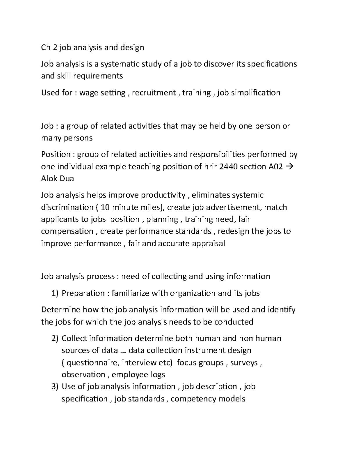 Ch 2,3 jan 28 notes - Ch 2 job analysis and design Job analysis is a ...