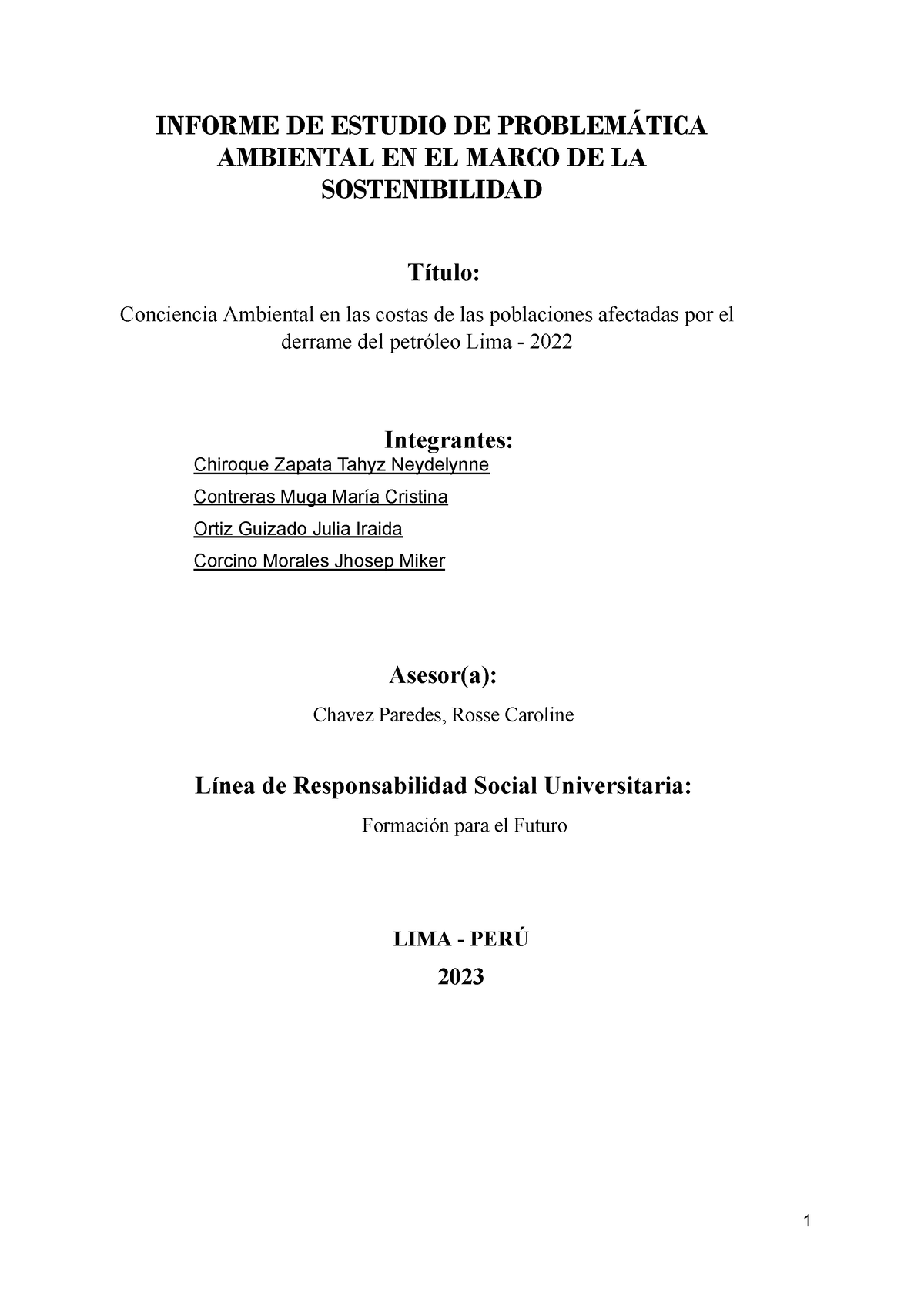 Informe De Problem Tica Ambiental Final Informe De Estudio De Problem Tica Ambiental En El