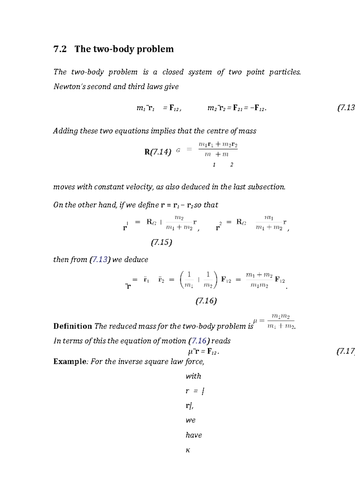 Dynamics-7-2 - The Two-body Problem - 7 The Two-body Problem The Two ...