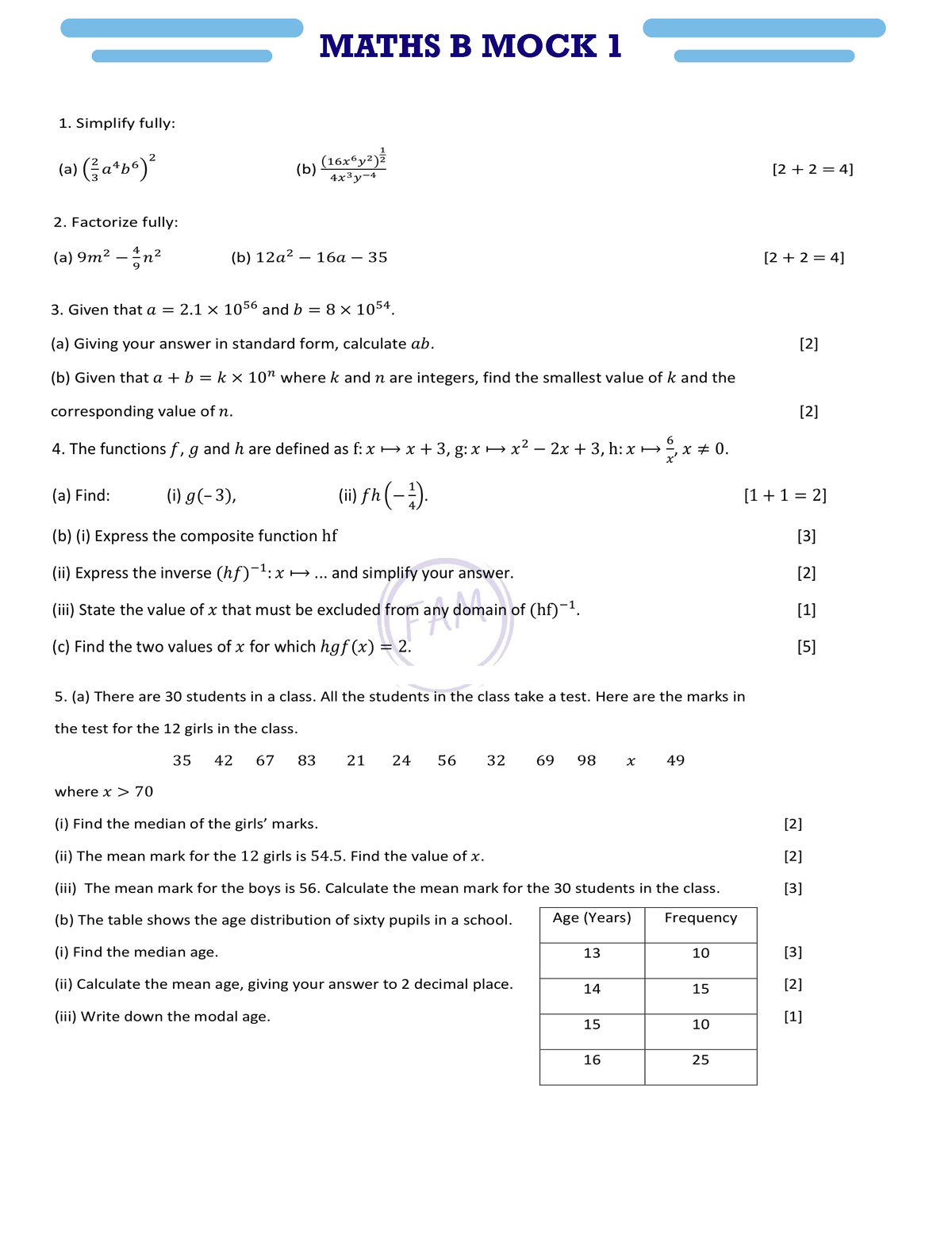 Mock 1 - bla bla black sheep have u any wool - Chemistry A2 - MATHS B ...