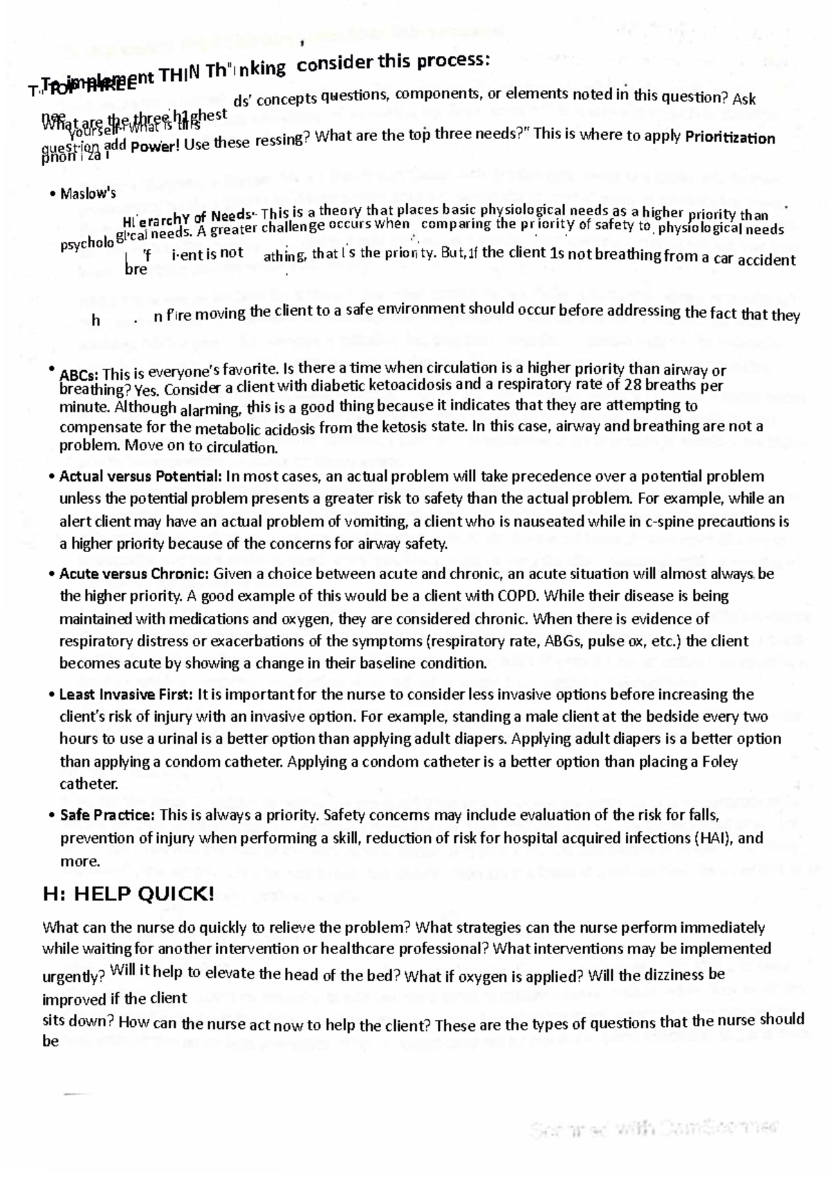 Prioritization in Nursing Concepts and Strategies Studocu