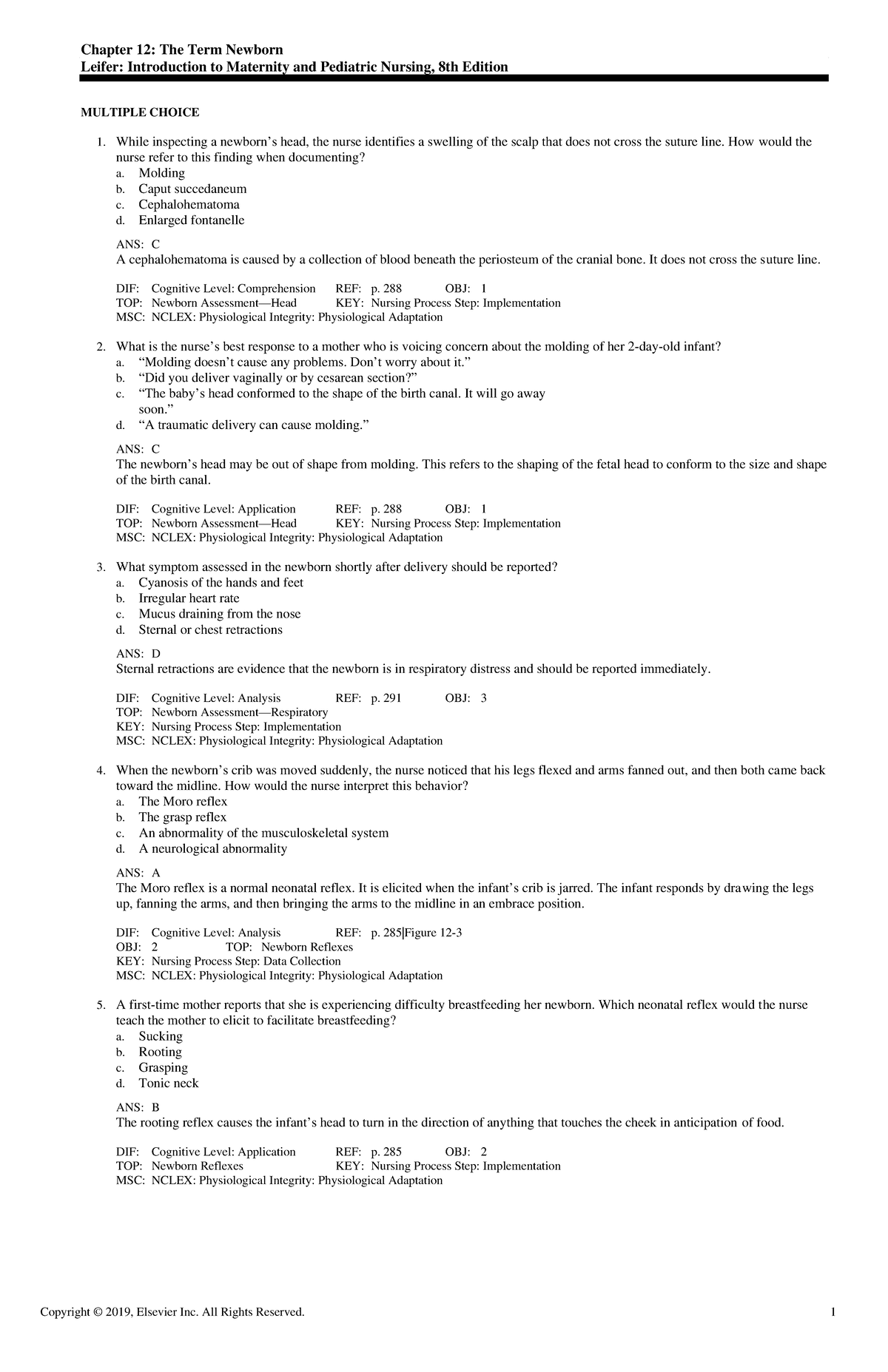 Exam View - Chapter 12 - Chapter 12: The Term Newborn Leifer ...