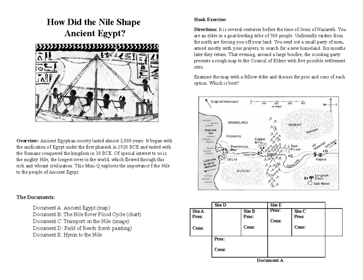 Dbq How Did The Nile Shape Ancient Egypt