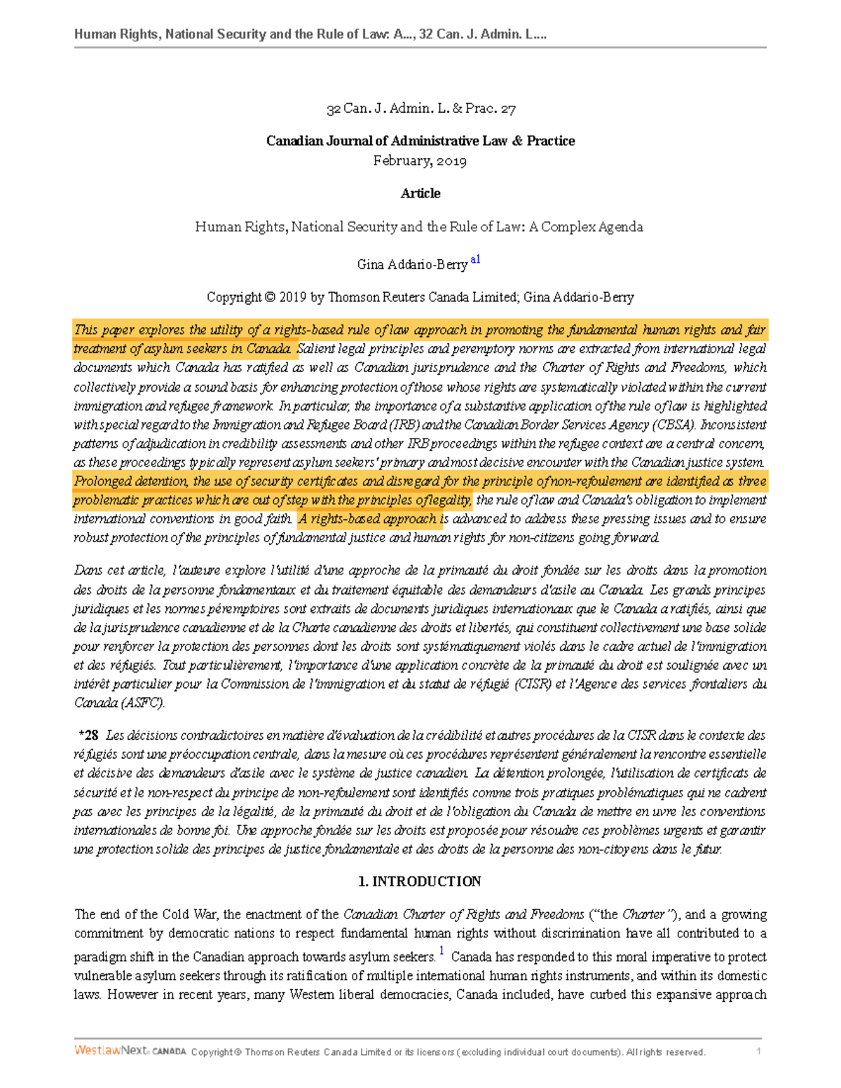 Human Rights National Security and the Rule of Law A Complex Agenda ...