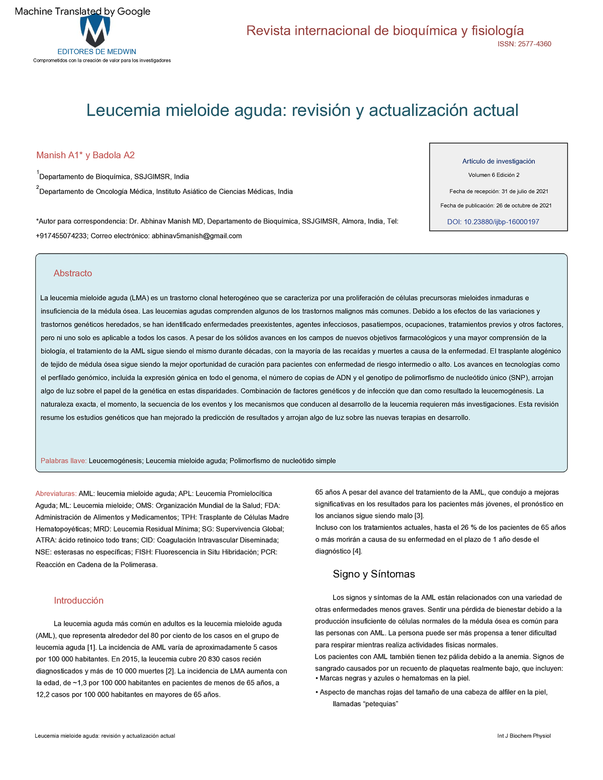 Acutemyeloidleukemiareviewandcurrentupdate Fecha de publicación