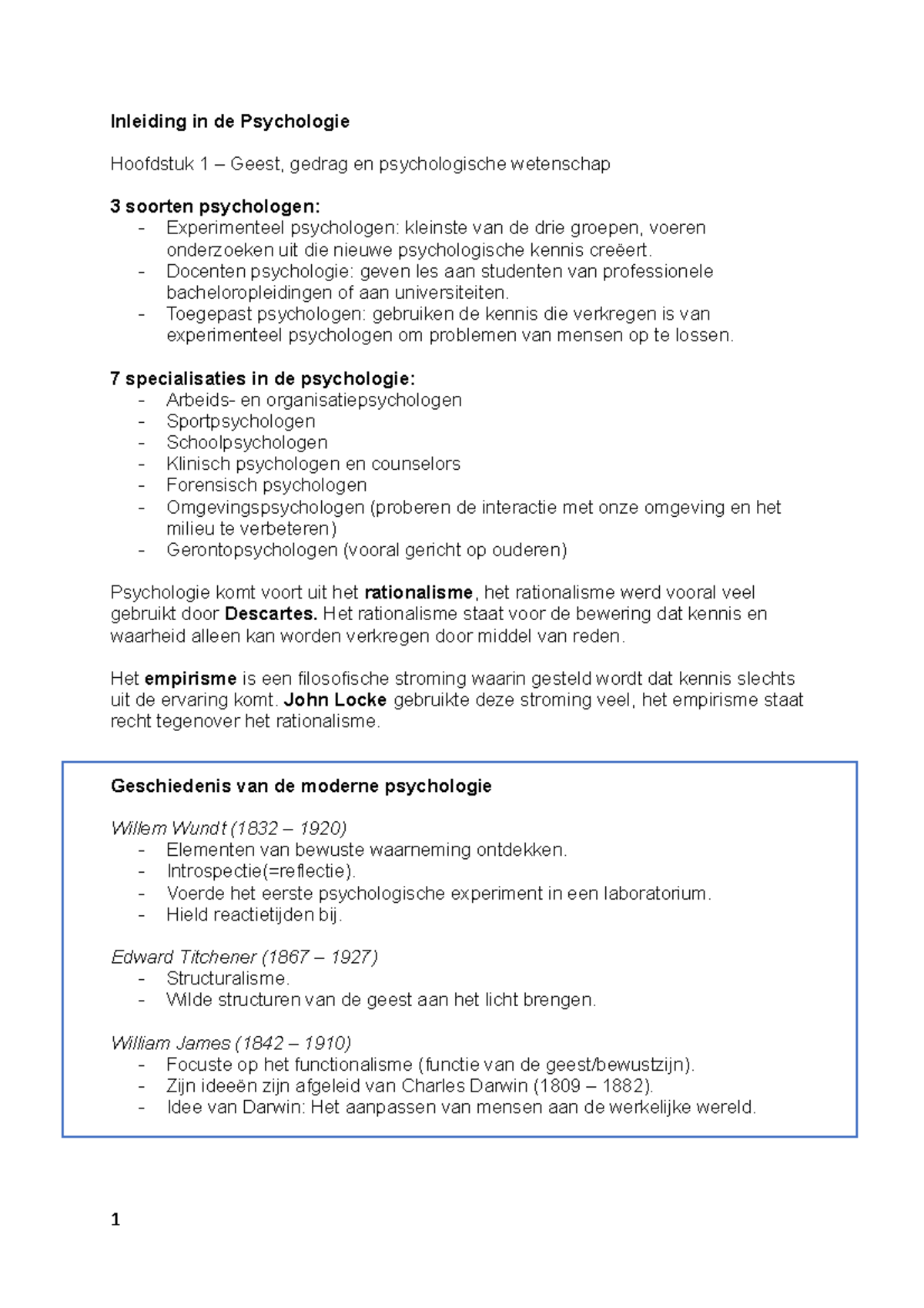 Inleiding In De Psychologie Samenvatting (Fontys) - Inleiding In De ...