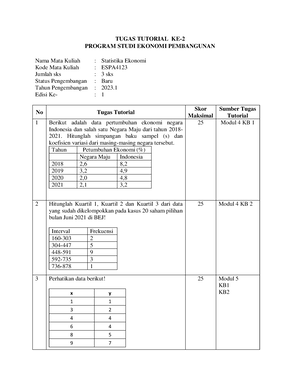 Espa4123 Tugas 1 Lembar Soal Tugas Tutorial Atau Tugas Mata Kuliah I 