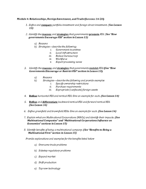 Module 2 study guide chapter breakdown - Module 2: Shaping the Economic ...