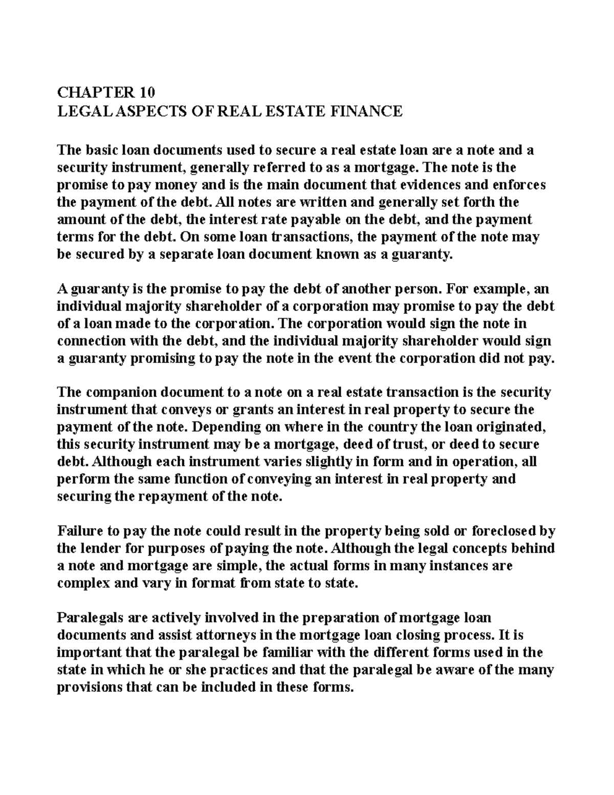REAL Estate Chapter 10 CHAPTER 10 LEGAL ASPECTS OF REAL ESTATE