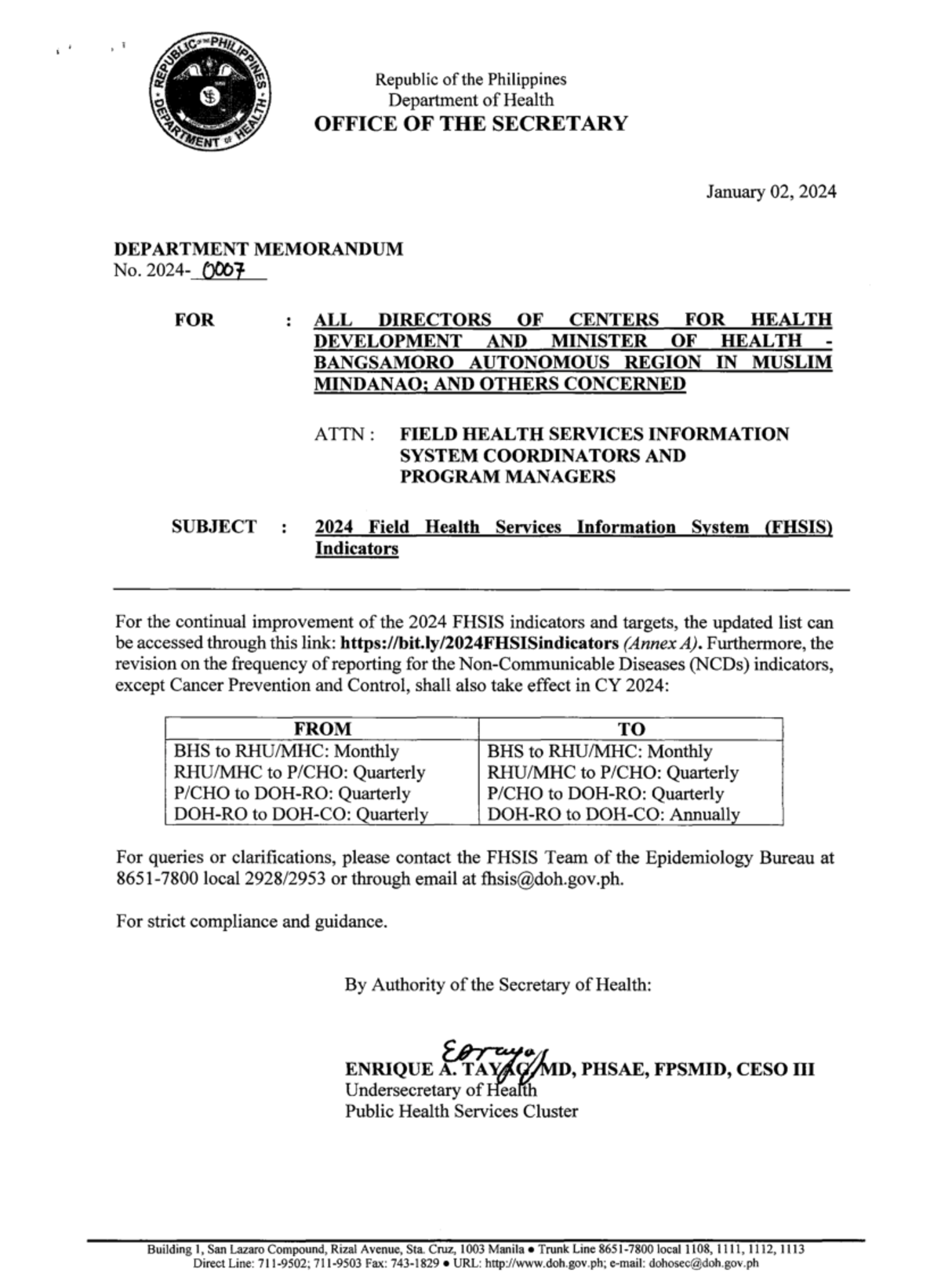 DM-No - Fhsis 2024 - Republic of the Philippines Department of Health ...