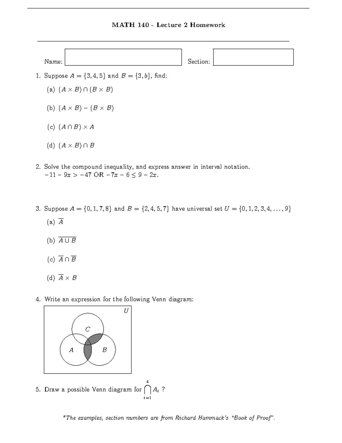 math 140 written homework 1 1 1 1 6