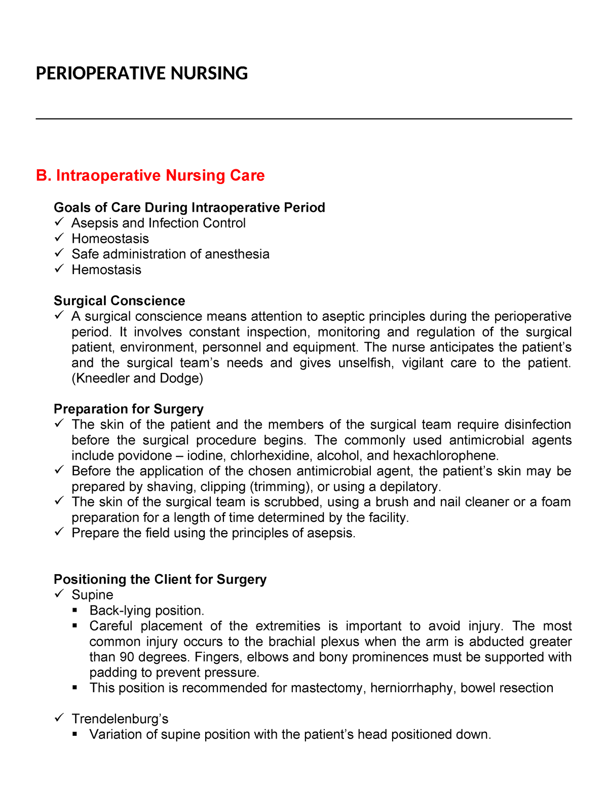 Perioperative Nursing Hand Out Intraop -1 - PERIOPERATIVE NURSING B ...