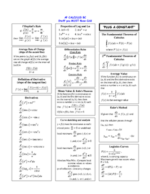 Cram sheet - AP CALCULUS BC Stuff you MUST Know Cold l’Hopital’s Rule ...