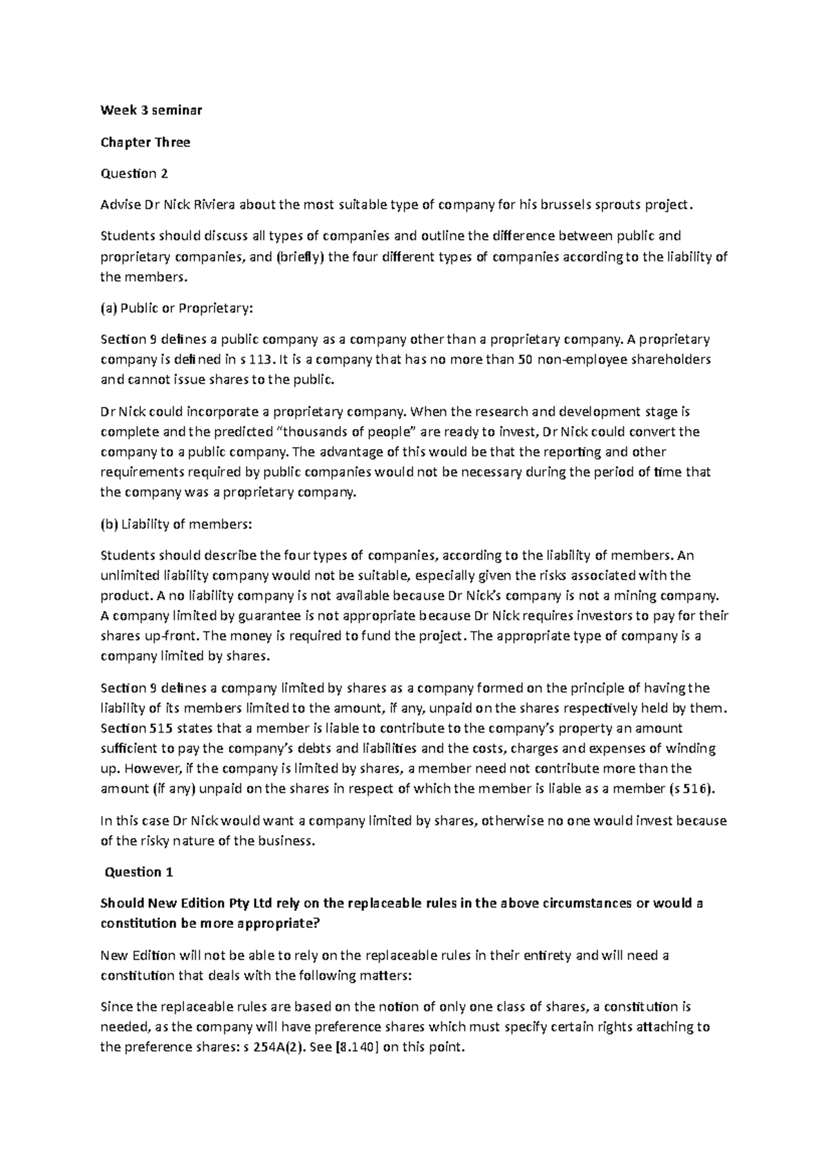 WEEK 3 Seminar Question and Answer - Week 3 seminar Chapter Three ...