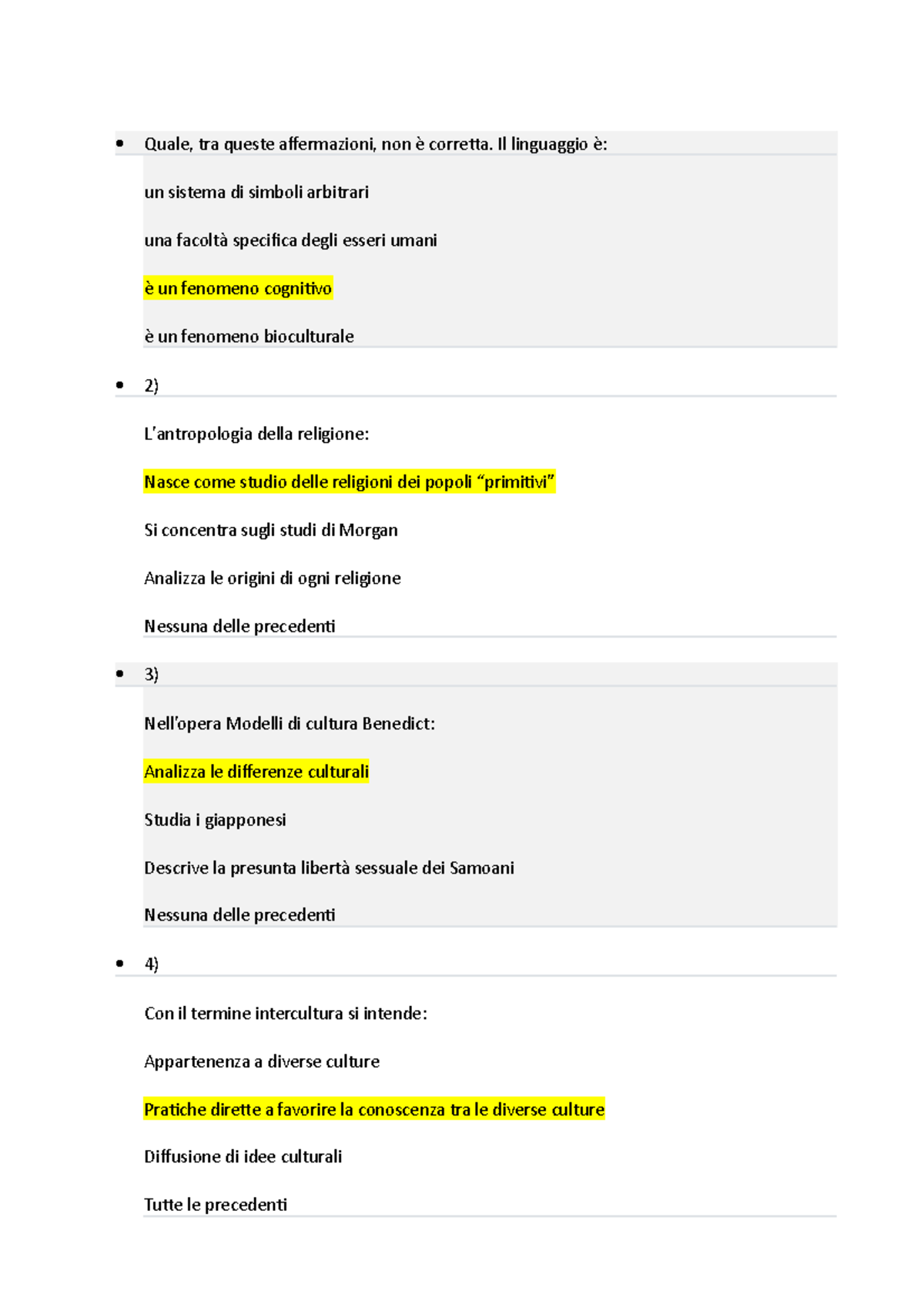 Esempio/prova d'esame 28 Febbraio 2020, domande+risposte Quale, tra queste affermazioni, non è