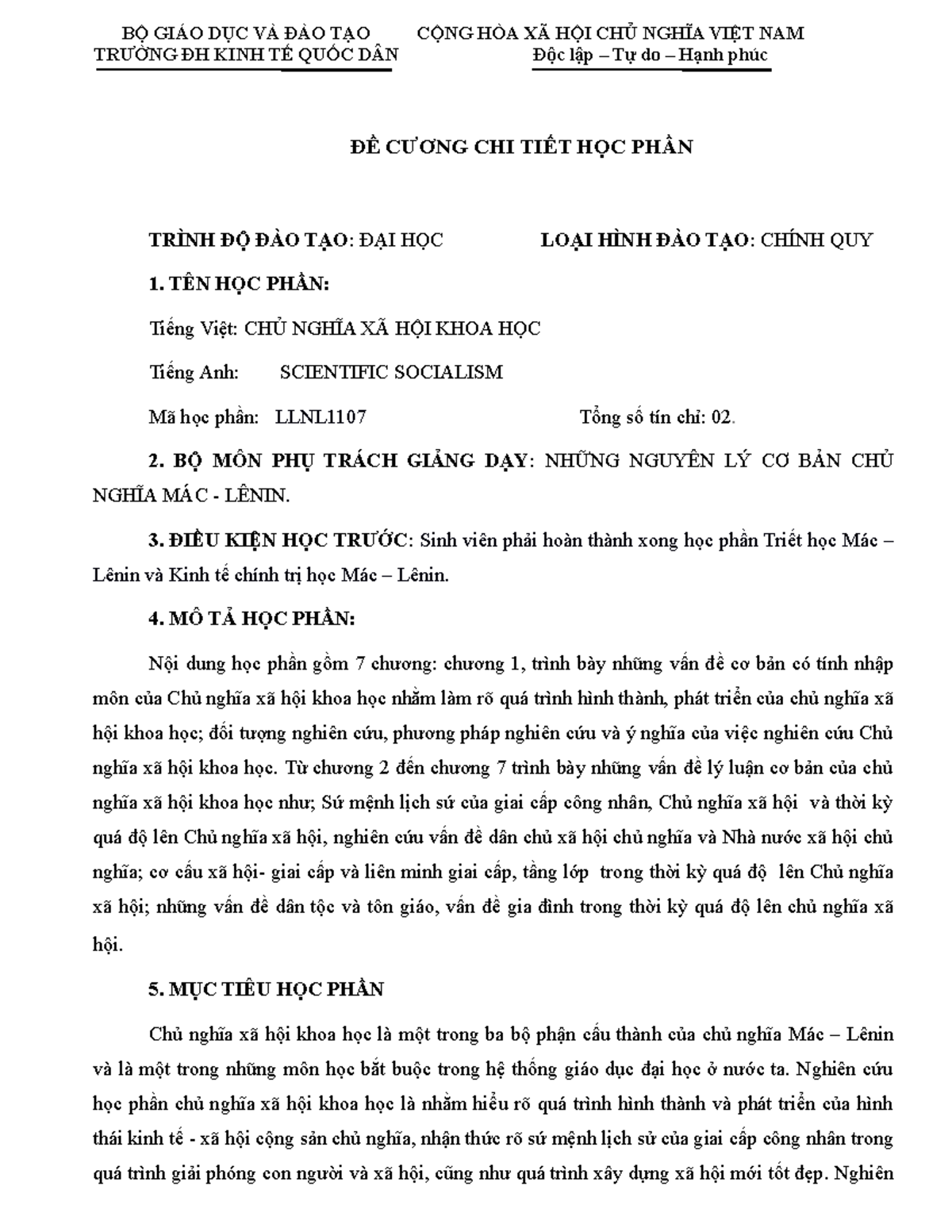 Đề cương Cnxhkh - fdfdsfd - BỘ GIÁO DỤC VÀ ĐÀO TẠO TRƯỜNG ĐH KINH TẾ ...