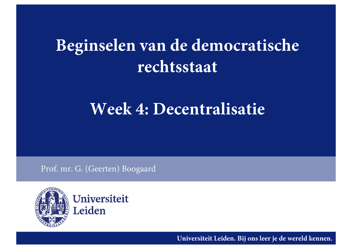 Slides beginselen week 4 2022 def Beginselen van de democratische