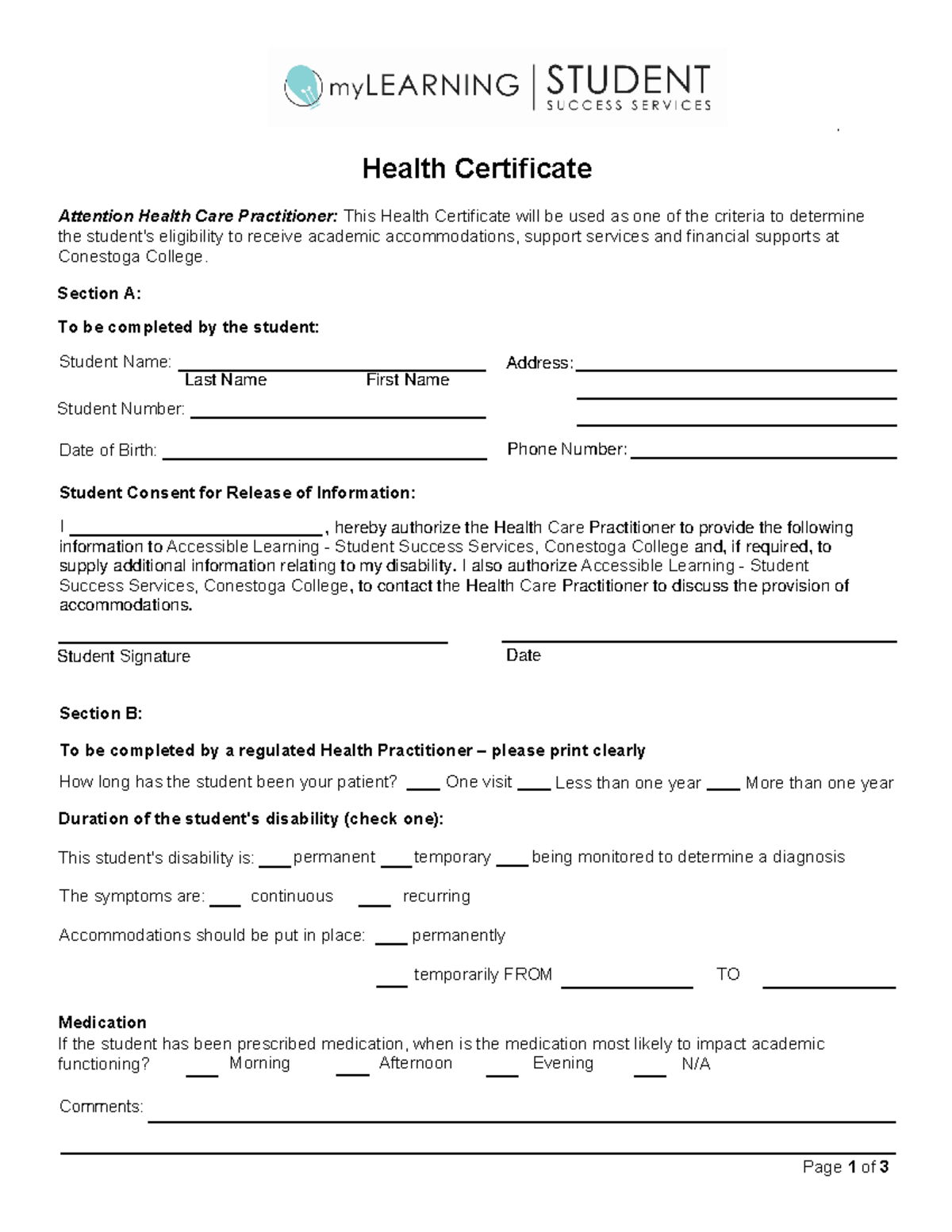 HealthCertificateForm Health Certificate Attention Health Care