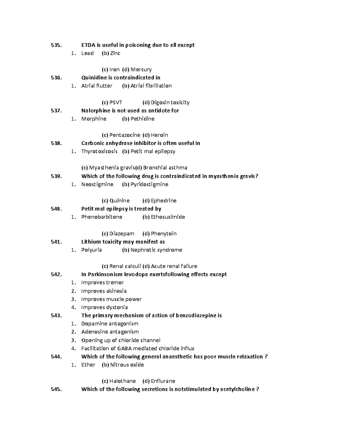 Drugs Acting On Cns11 - Etda Is Useful In Poisoning Due To All Except 1 