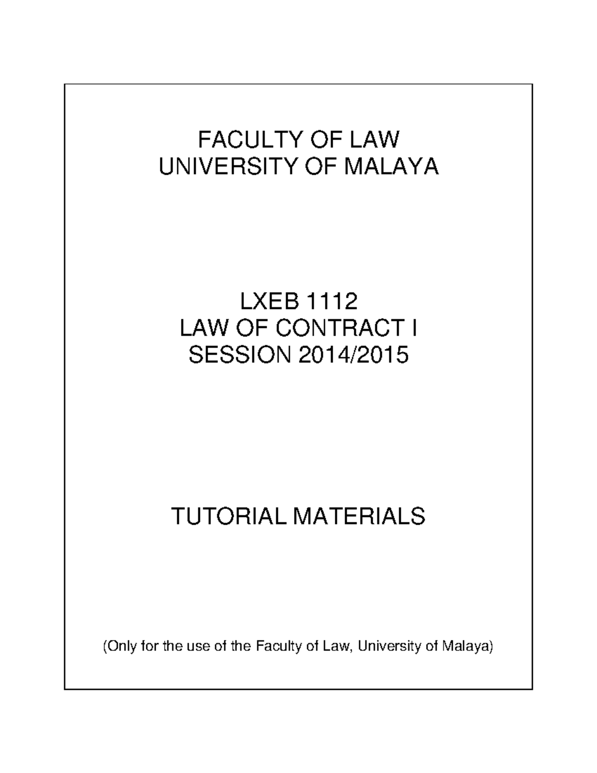 P Tutorial Questions 1 Faculty Of Law University Of Malaya Lxeb Law