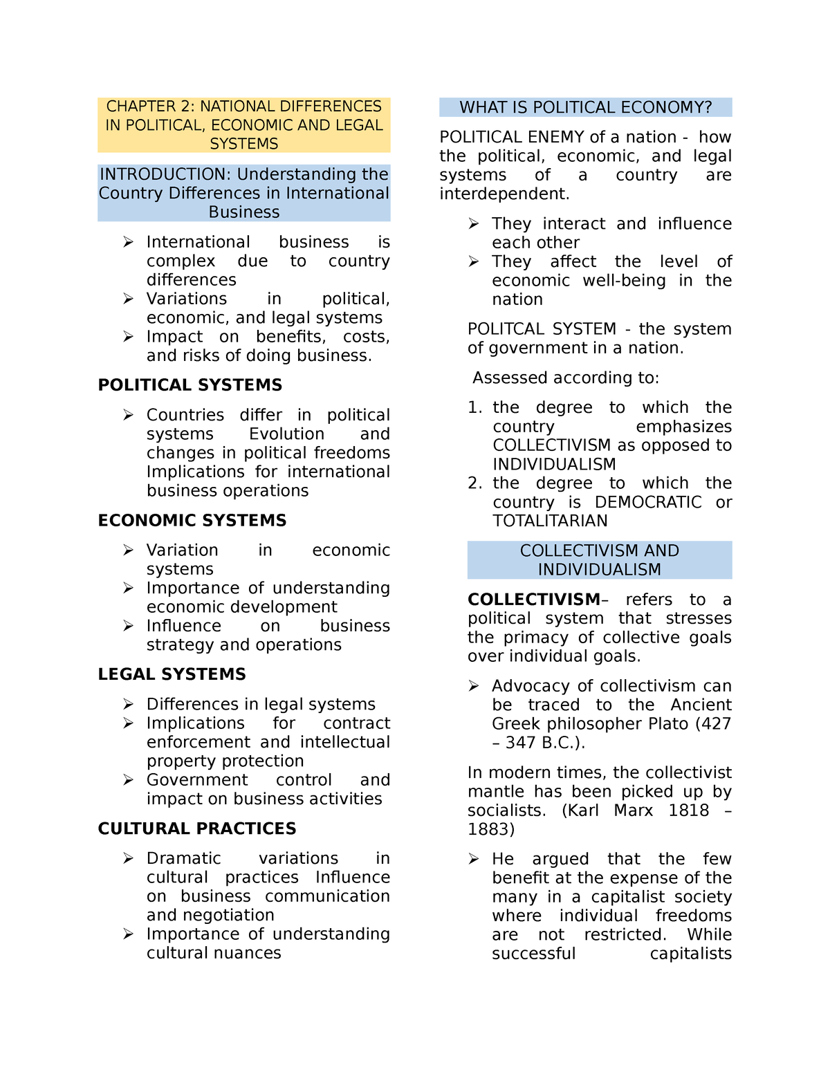 Chapter 2: National Differences On Political, Economic And Legal ...