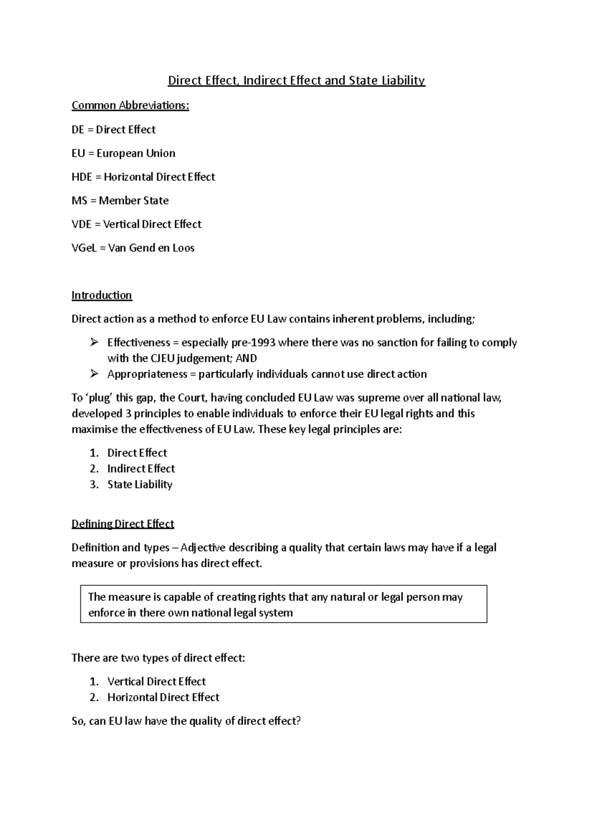 Direct Effect, Indirect Effect and State Liability - These key legal ...
