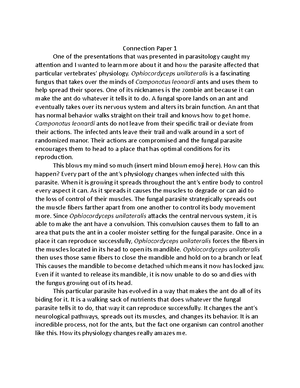 Connection Paper 3 - Grade: A - Animal Physiology Dr. JB Mathews Due: 4 ...