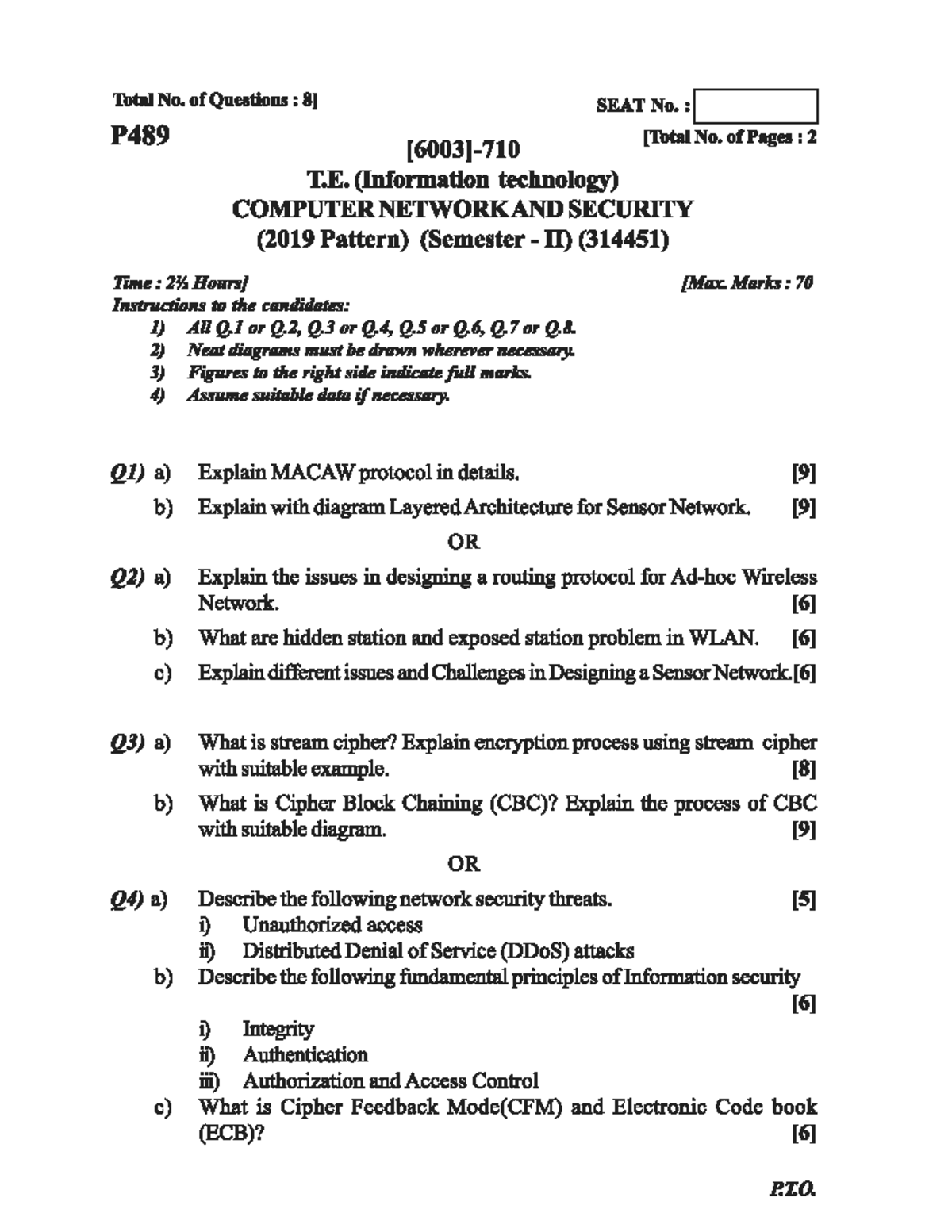 CNS ESE Apr23 - Endsem Paper - Computer Networks And Security - Studocu