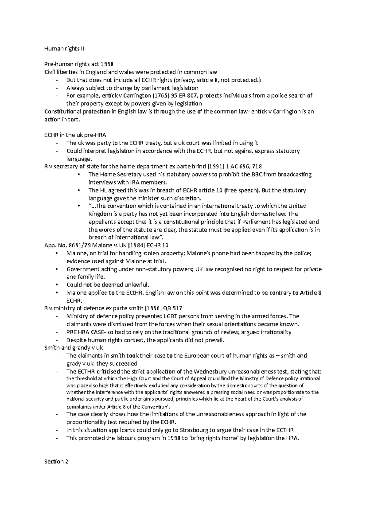 Public Law human Rights Act Iii Human Rights II Pre human Rights 