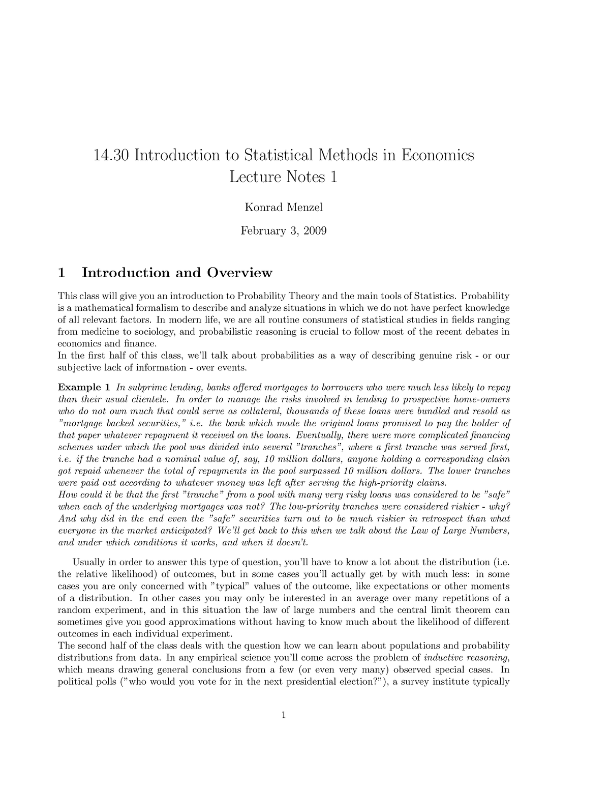 Sets And Events - Module Notes - 14 Introduction To Statistical Methods ...